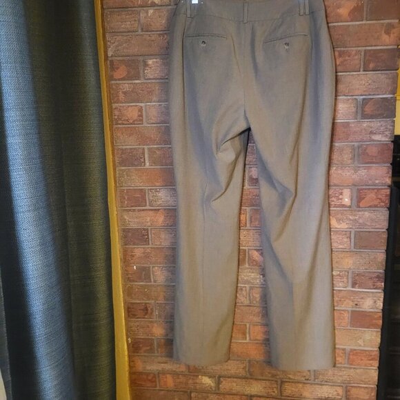 LOFT Women's Taupe Flat Front Straight Leg w/"Slight" Flair Trousers - Size 12 - Picture 4 of 10